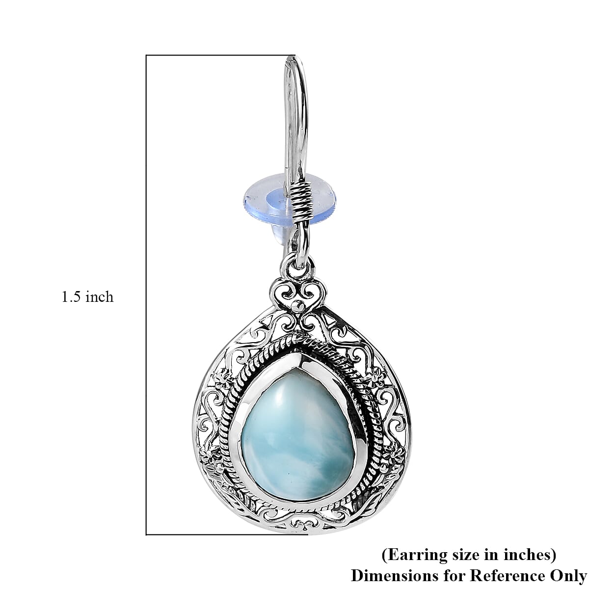 Artisan Crafted Larimar Earrings in Sterling Silver 10.85 ctw