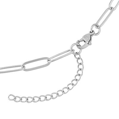 White Coin Freshwater Pearl Paper Clip Chain Necklace (18-20 Inches) in Stainless Steel , Tarnish-Free, Waterproof, Sweat Proof Jewelry