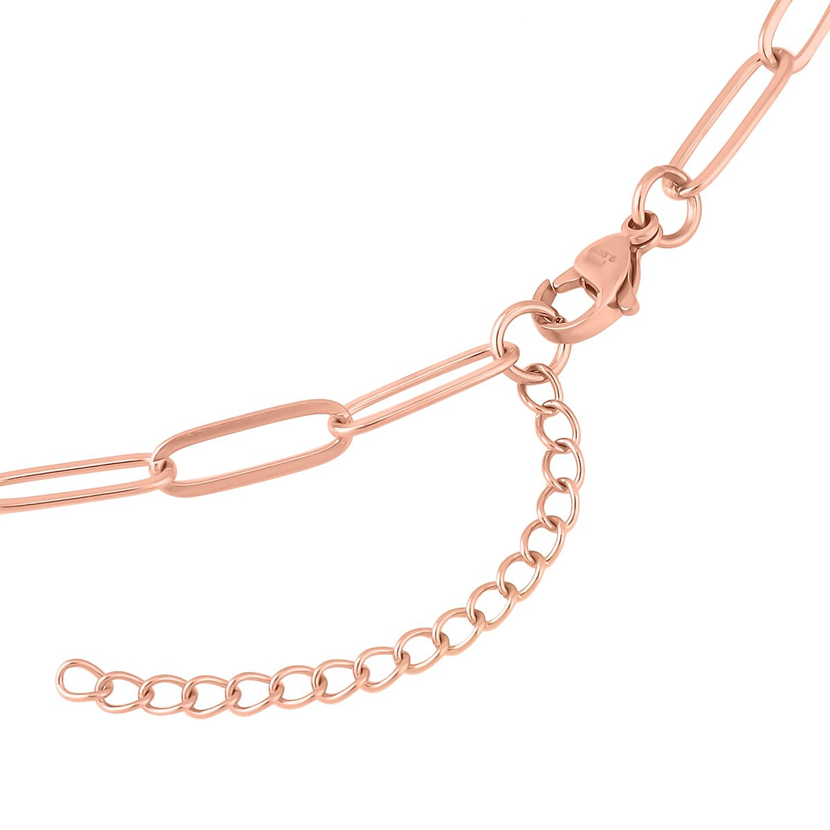 White Coin Freshwater Pearl Paper Clip Chain Necklace (18-20 Inches) in ION Plated RG Stainless Steel , Tarnish-Free, Waterproof, Sweat Proof Jewelry image number 3