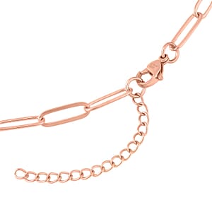 White Coin Freshwater Pearl Paper Clip Chain Necklace (18-20 Inches) in ION Plated RG Stainless Steel , Tarnish-Free, Waterproof, Sweat Proof Jewelry