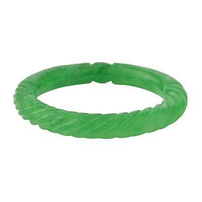Green Jade (D) Carved Dragon Bangle Bracelet (8.00 In) 282.50 ctw