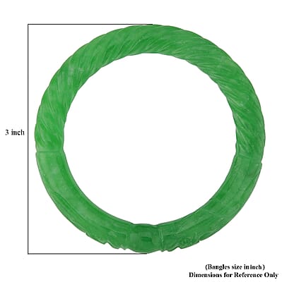 Green Jade (D) Carved Dragon Bangle Bracelet (8.00 In) 282.50 ctw
