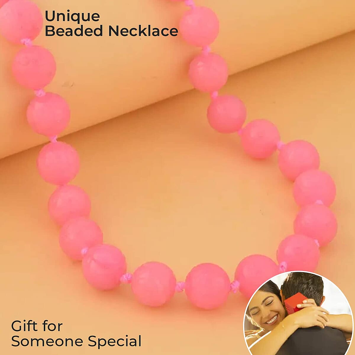 Carved Pink Jade Beaded Necklace, 20 inch Sterling Silver Necklace, 13-15mm Jade Beads Necklace 684.00 ctw image number 1