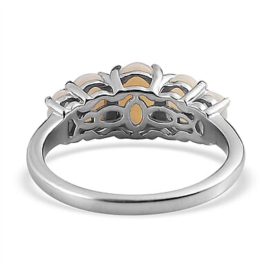Natural Australian Opal 5 Stone Ring in Platinum Over Sterling Silver (Size 10.0) 1.35 ctw
