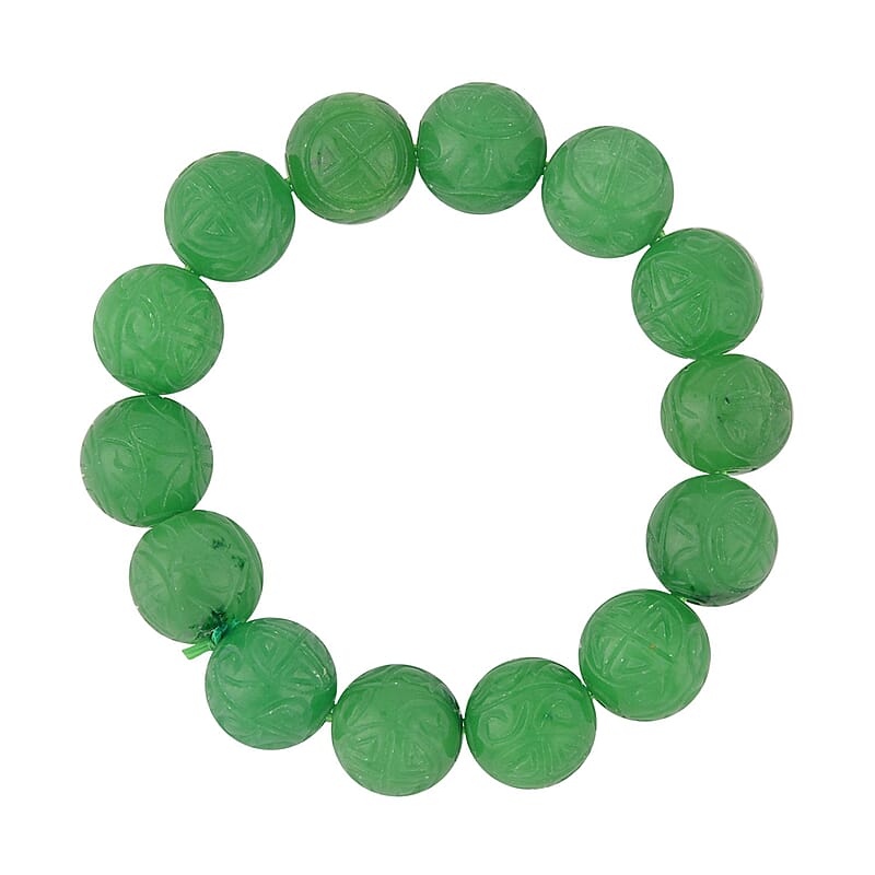 Green Jade (D) 13-15mm Beaded Stretch Bracelet 304.00 ctw