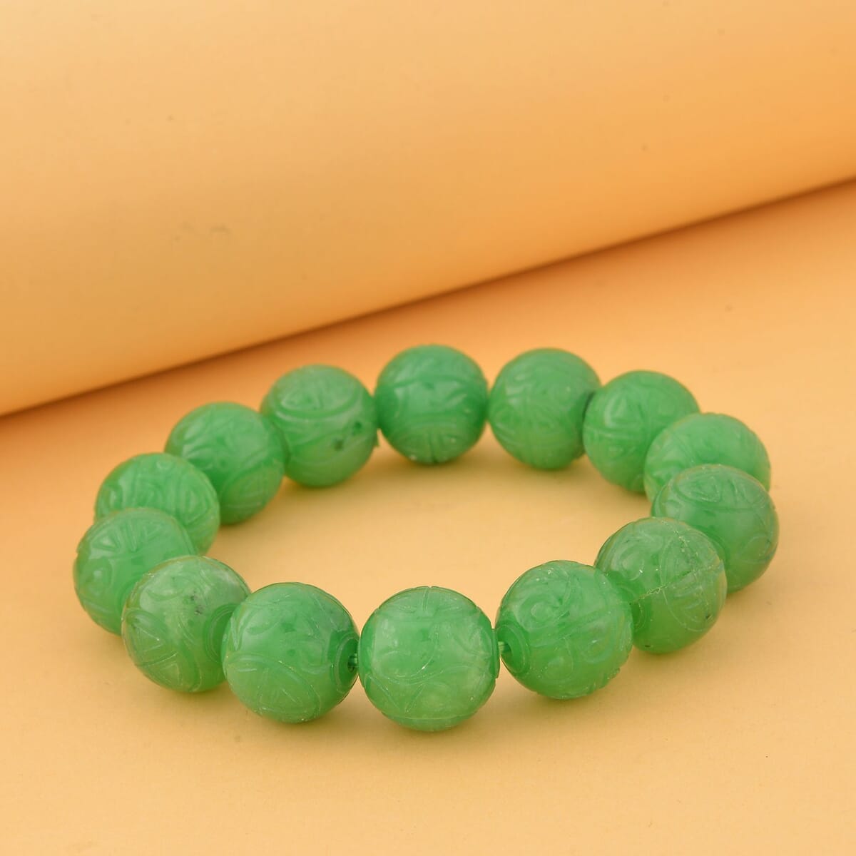Green Jade (D) 13-15mm Beaded Stretch Bracelet 304.00 ctw image number 1