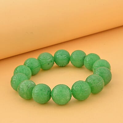 Green Jade (D) 13-15mm Beaded Stretch Bracelet 304.00 ctw
