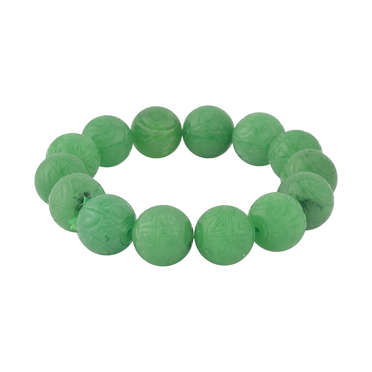 Green Jade (D) 13-15mm Beaded Stretch Bracelet 304.00 ctw