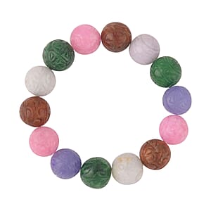 Multi Color Jade (D) 13-15mm Beaded Stretch Bracelet 304.00 ctw