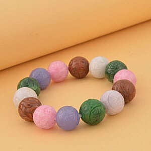 Multi Color Jade (D) 13-15mm Beaded Stretch Bracelet 304.00 ctw