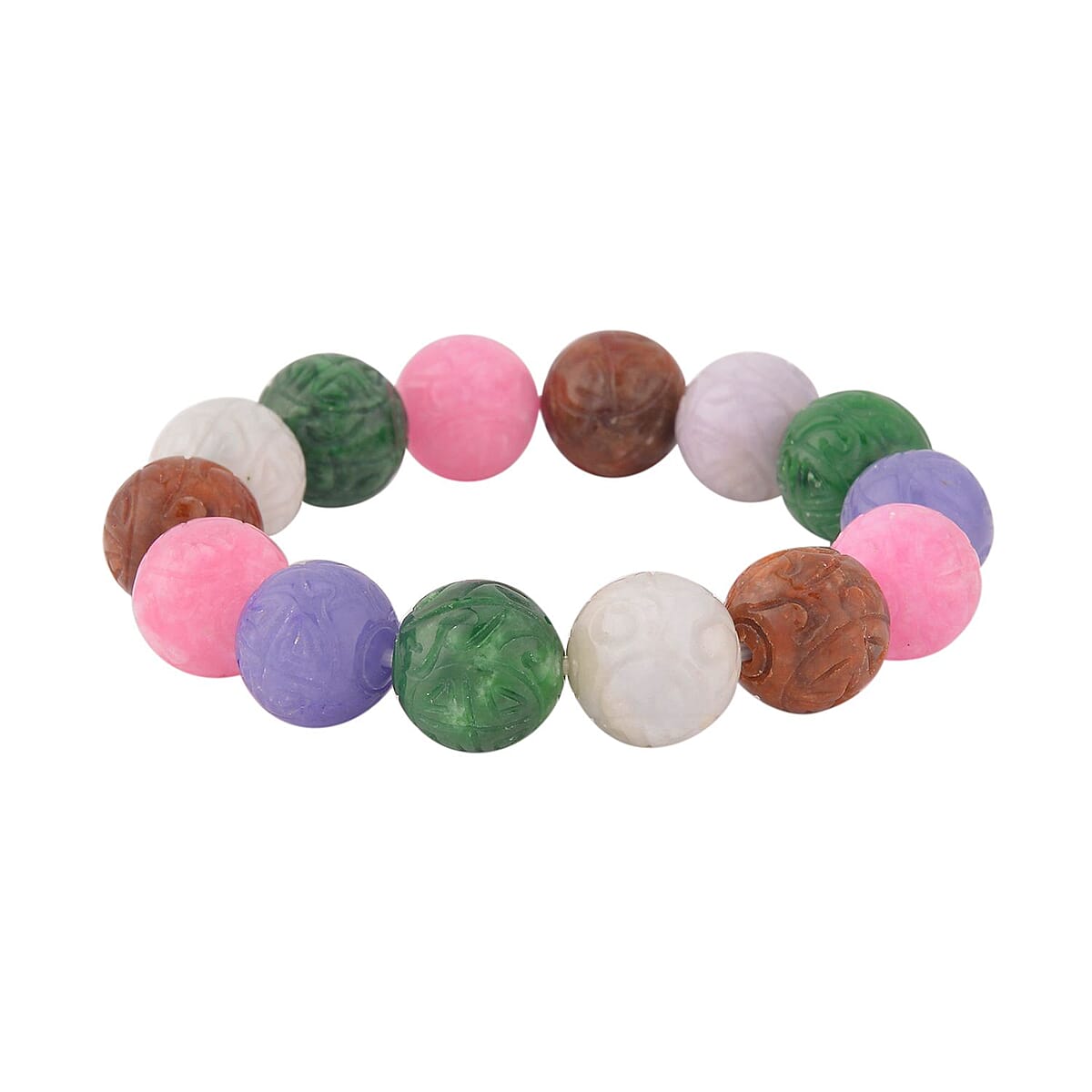 Multi Color Jade (D) 13-15mm Beaded Stretch Bracelet 304.00 ctw image number 2