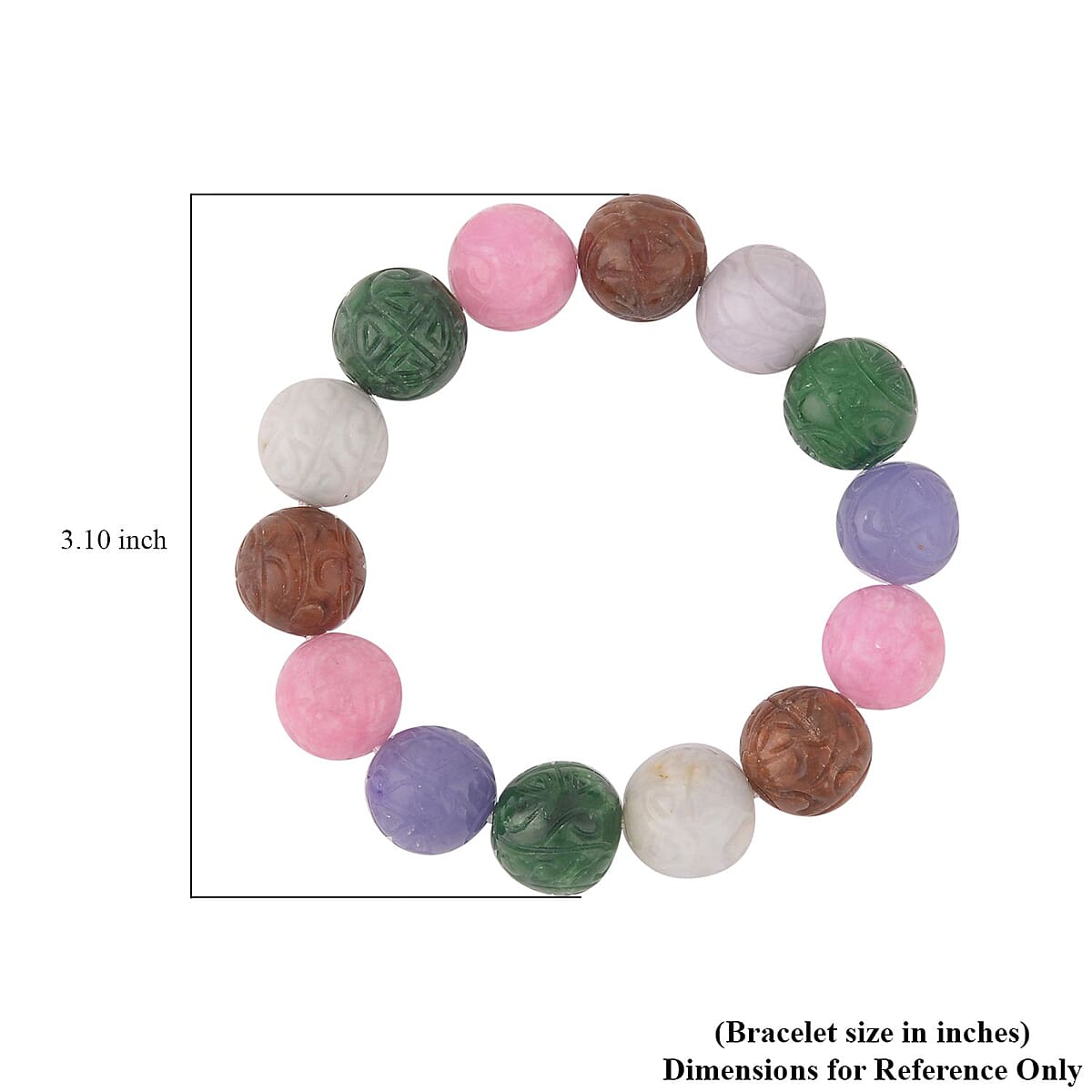 Multi Color Jade (D) 13-15mm Beaded Stretch Bracelet 304.00 ctw image number 4