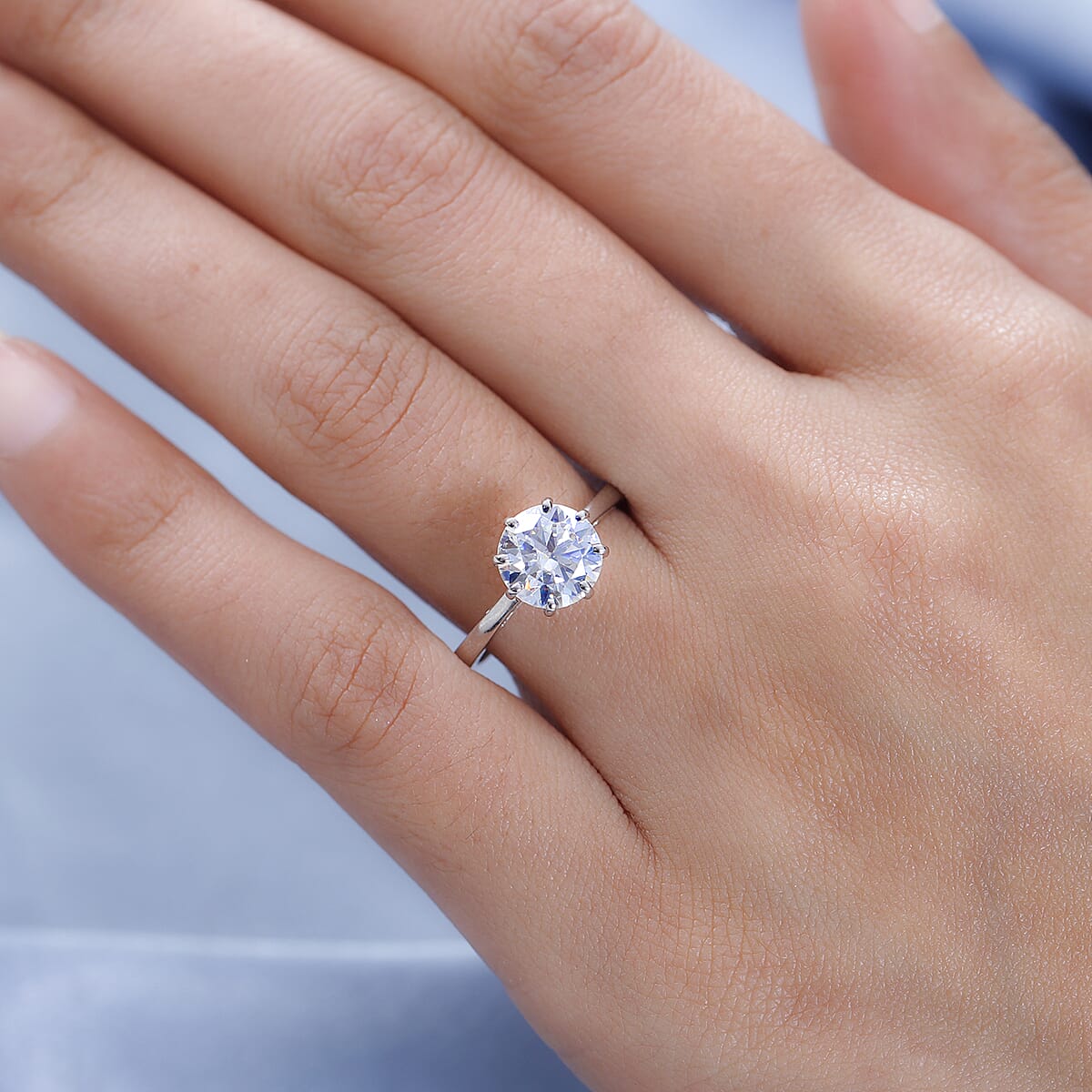 950 Platinum Moissanite Ring, Moissanite Solitaire Ring, 950 Platinum Ring, Wedding Ring, Promise Rings 4.25 Grams 2.35 ctw (Size 9) image number 2