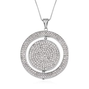Black Resin and Austrian Crystal Necklace in Silvertone 29-31 Inches