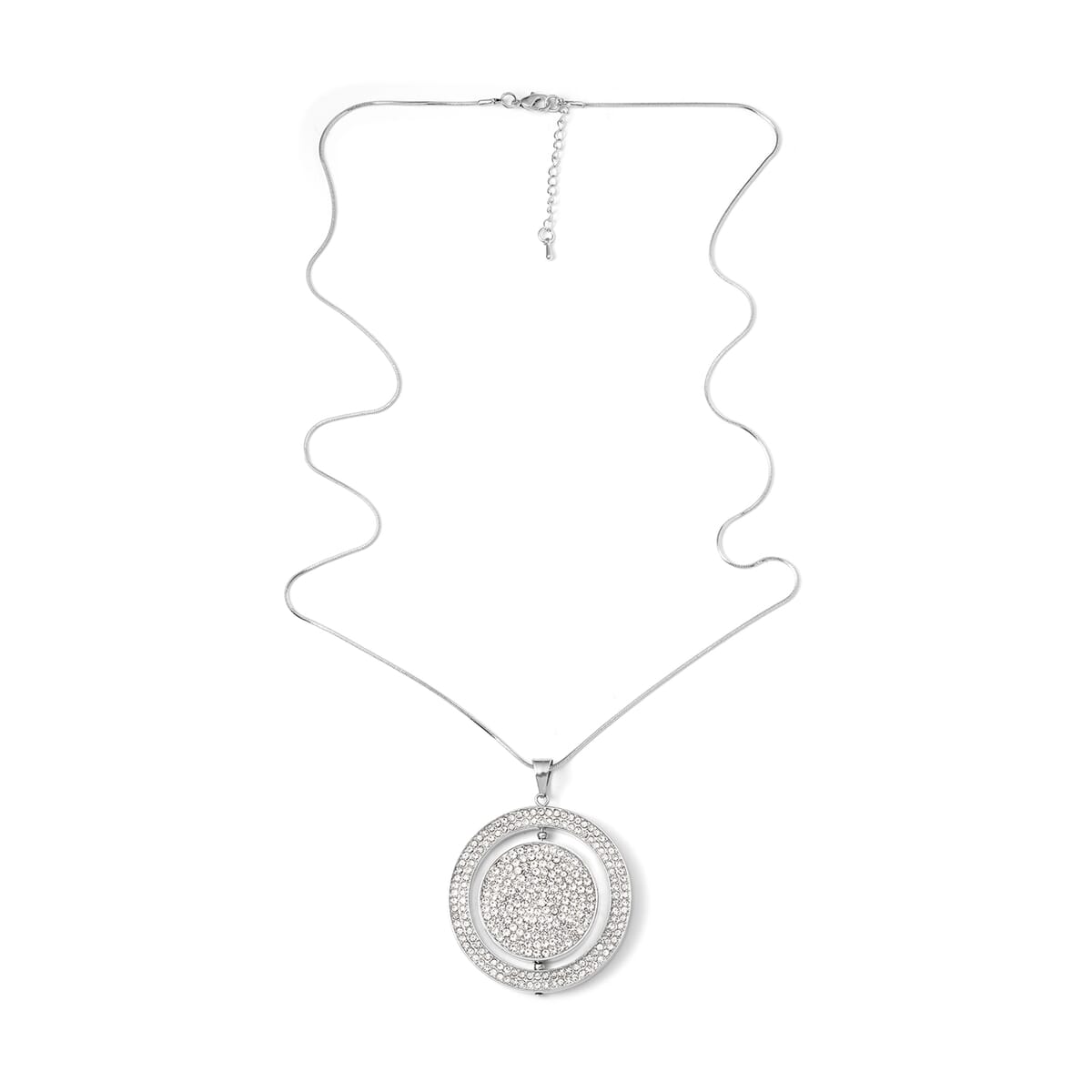 Black Resin and Austrian Crystal Necklace in Silvertone 29-31 Inches image number 2