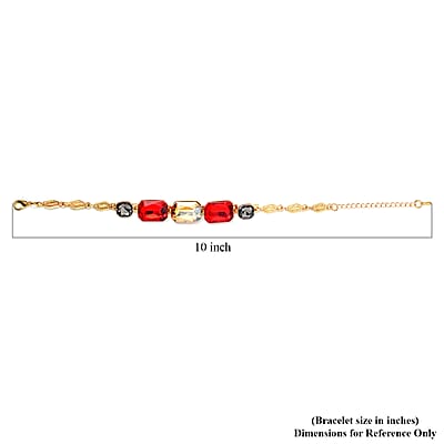 Multi Color Glass Bracelet in Goldtone (7.50-9.00In)