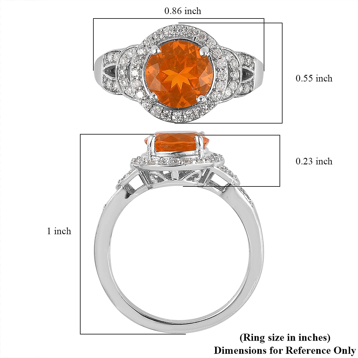 Premium Brazilian Fire Opal and Moissanite Halo Ring in Platinum Over Sterling Silver (Size 8.0) 1.60 ctw image number 5