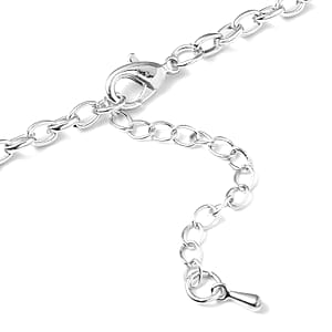 Simulated Blue Quartz and Mystic White Austrian Crystal Heart Necklace in Silvertone 20-22 Inches