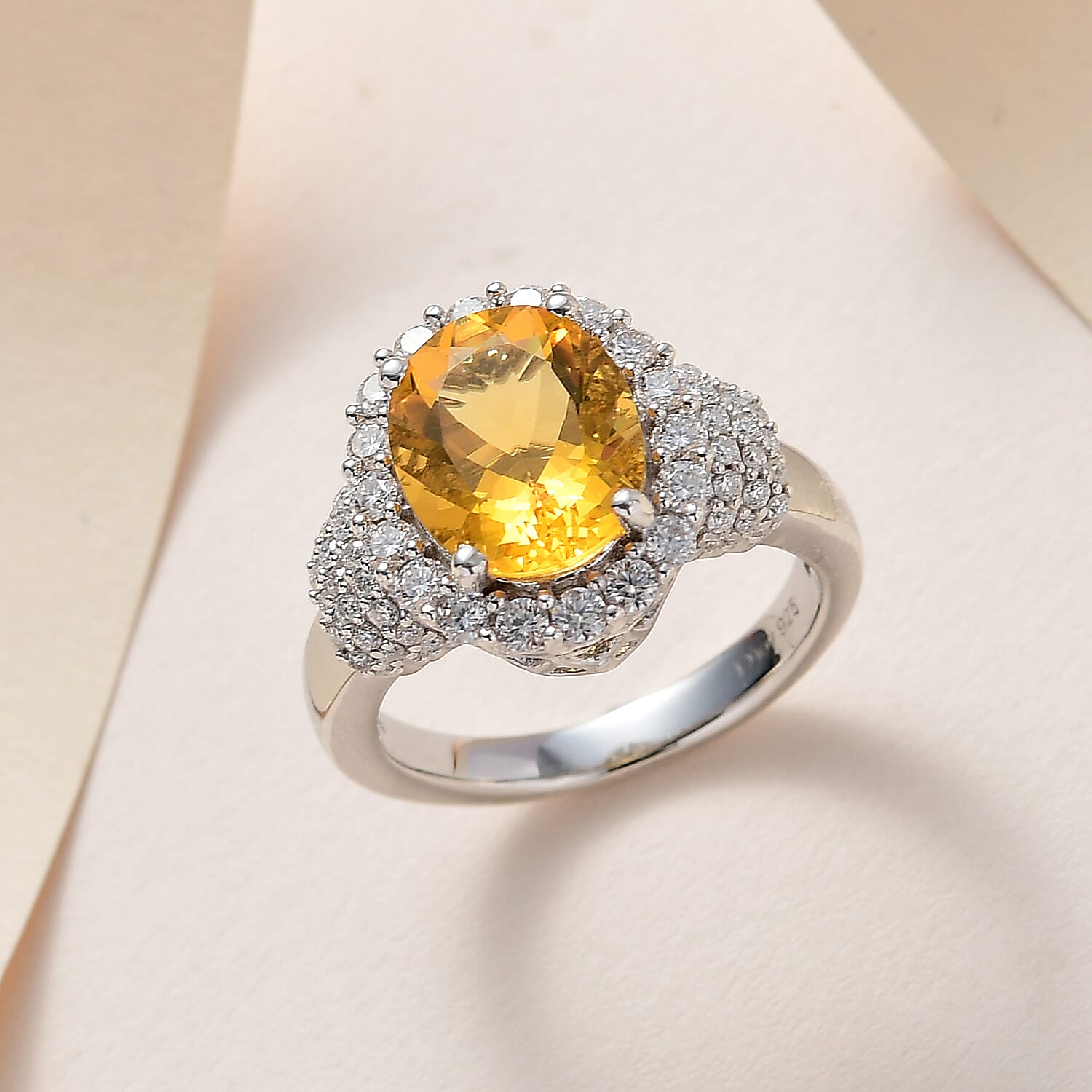 Premium Brazilian Fire Opal and Moissanite Halo Ring in Platinum Over Sterling Silver (Size 10.0) 3.25 ctw