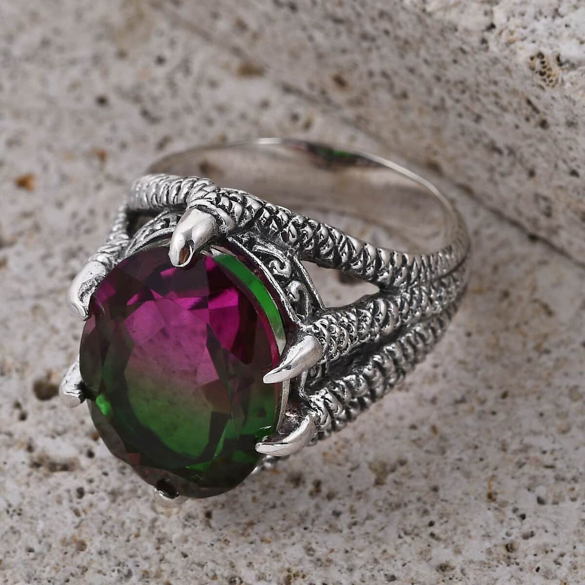 Bali Legacy Watermelon Quartz (Triplet) Solitaire Ring in Sterling Silver 10.50 ctw image number 1