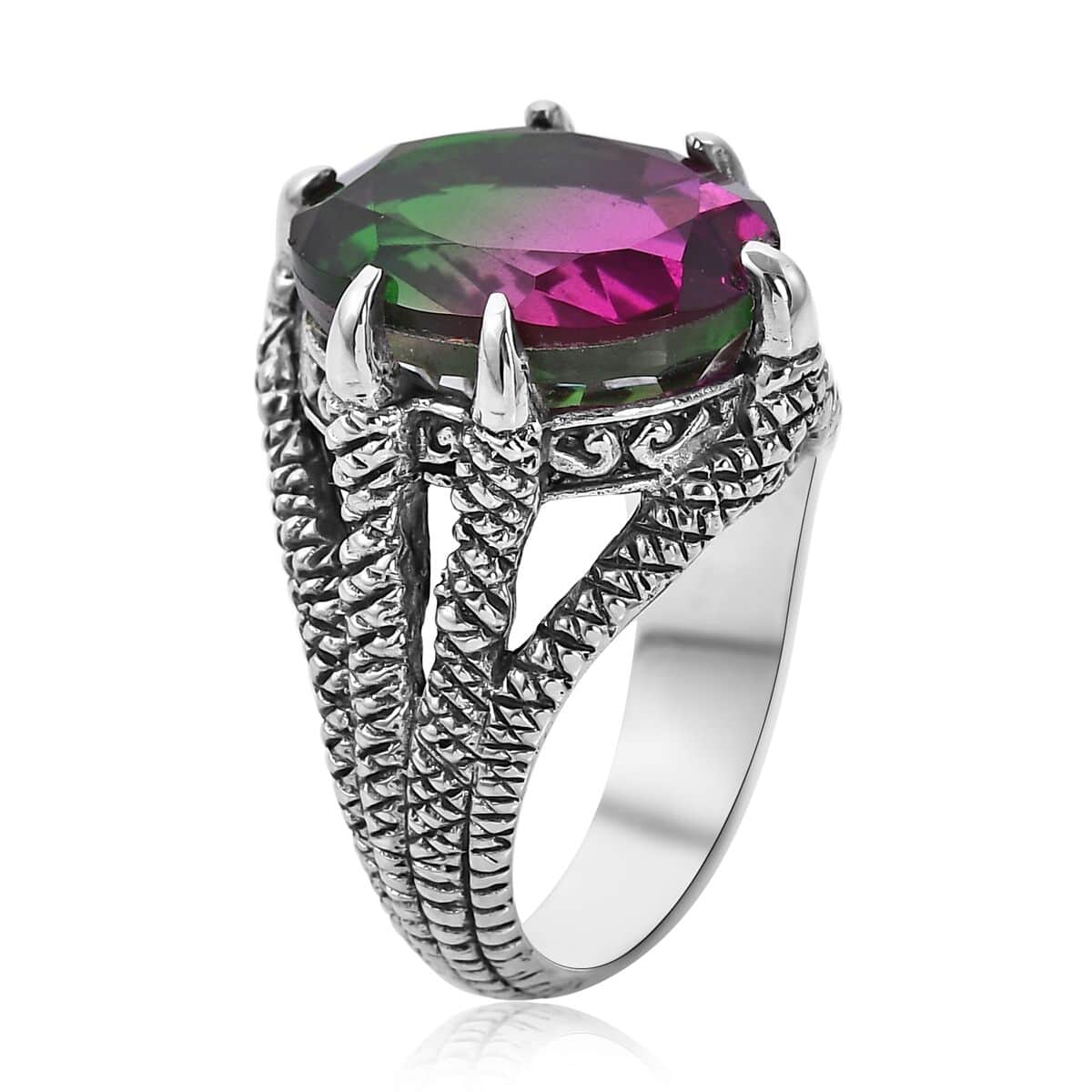 Bali Legacy Watermelon Quartz (Triplet) Solitaire Ring in Sterling Silver 10.50 ctw image number 3