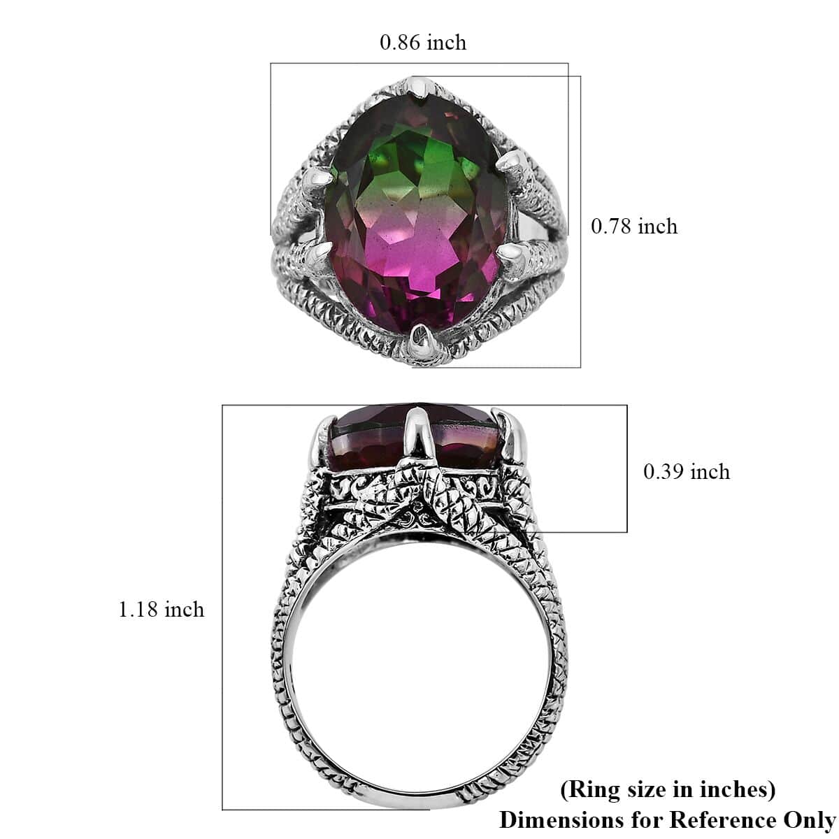 Bali Legacy Watermelon Quartz (Triplet) Solitaire Ring in Sterling Silver 10.50 ctw image number 5