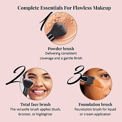 Closeout Studio M Set of 3 Makeup Brushes (Powder, Total Face, Foundation Brush)