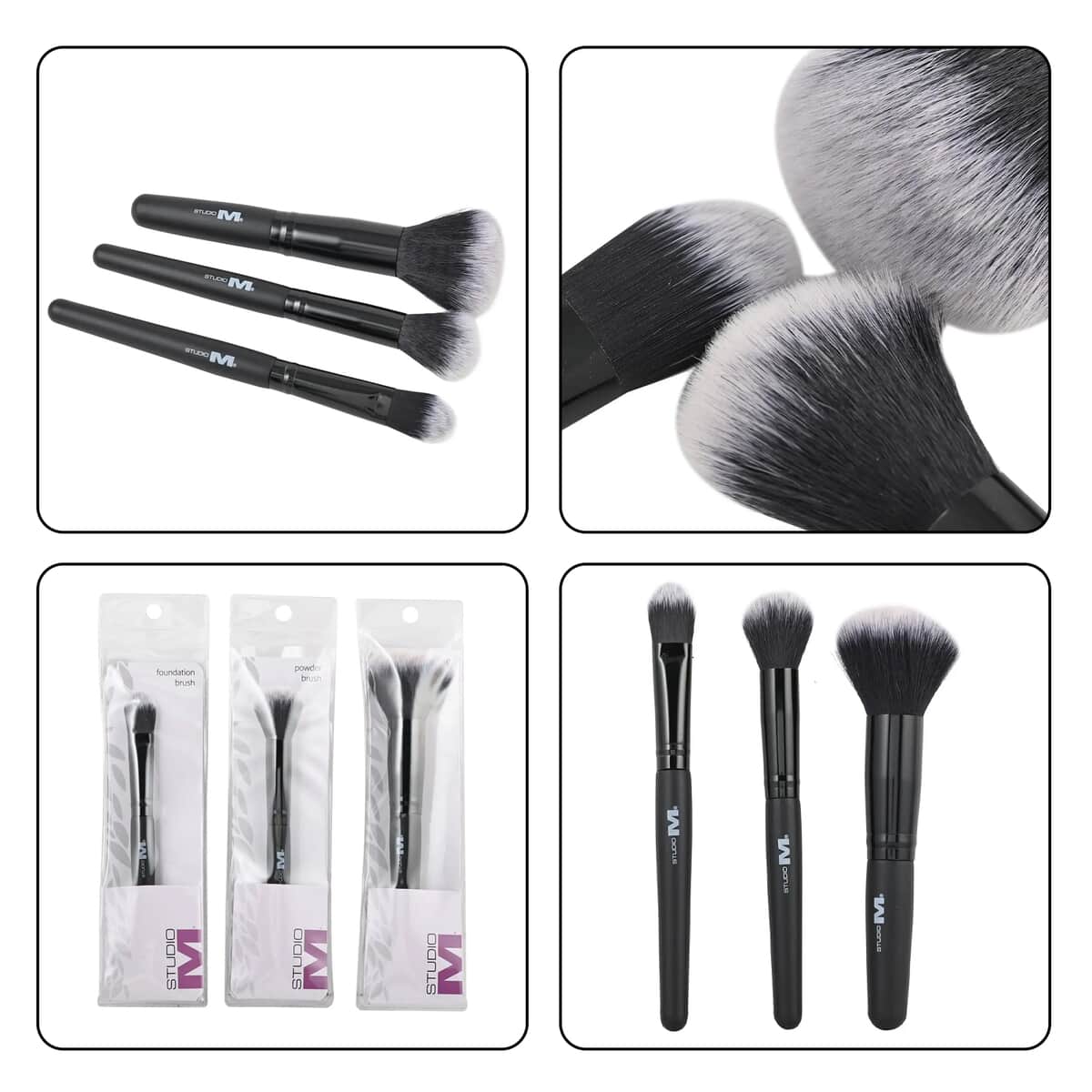 Closeout Studio M Set of 3 Makeup Brushes (Powder, Total Face, Foundation Brush) image number 5