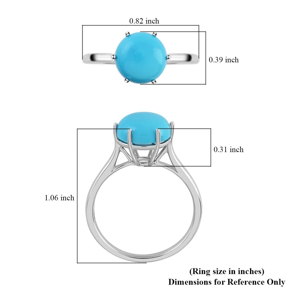 10K White Gold AAA Sleeping Beauty Turquoise Ring (Size 8.5) 3.60 ctw image number 4