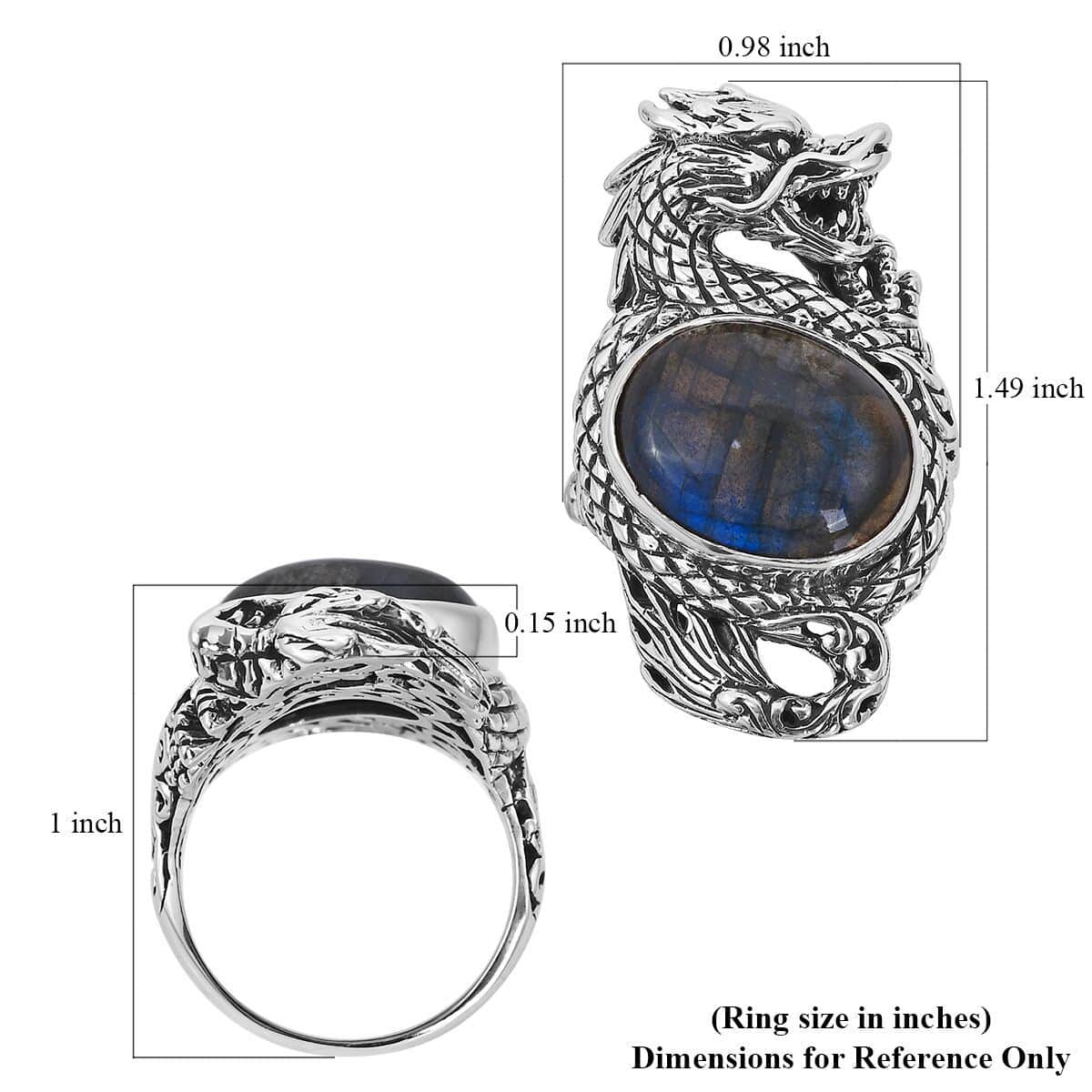 Bali Legacy AAA Malagasy Labradorite Dragon Ring in Sterling Silver 10.00 ctw (Del. in 7-10 Days) image number 5