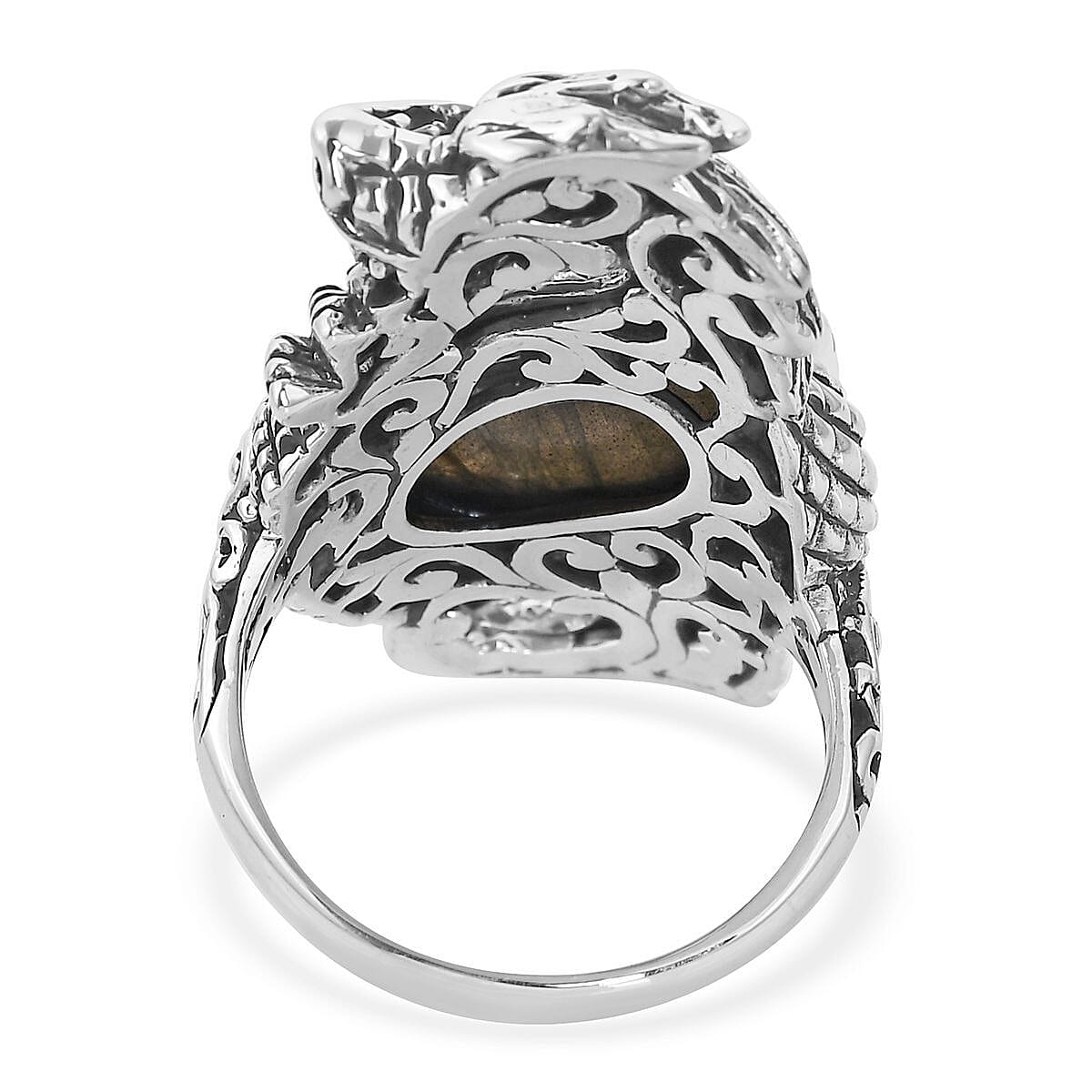 Bali Legacy AAA Malagasy Labradorite Dragon Ring in Sterling Silver (Size 9.0) 10.00 ctw image number 4