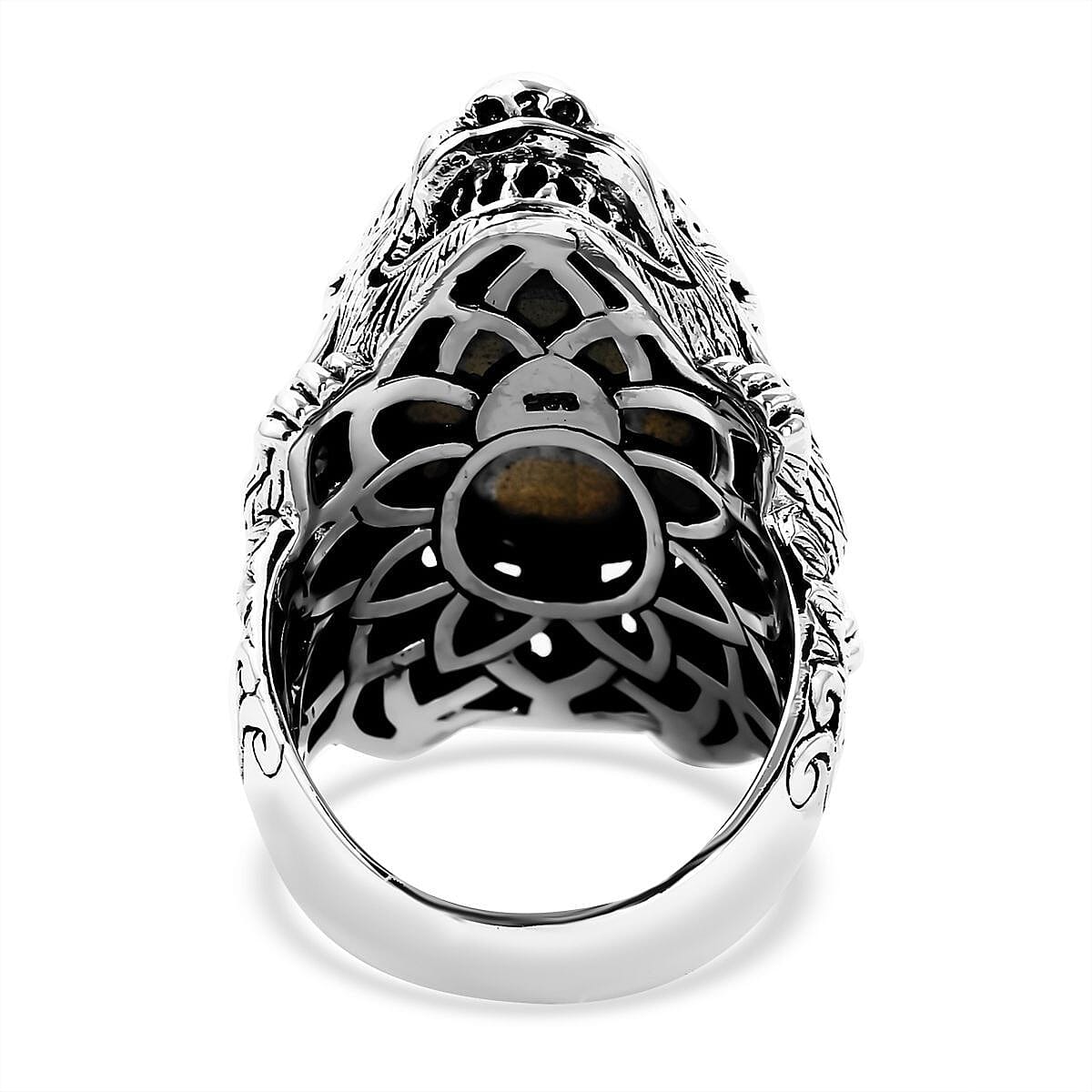 Bali Legacy AAA Malagasy Labradorite Pixiu Ring in Sterling Silver (Size 6.0) 14.00 ctw image number 4