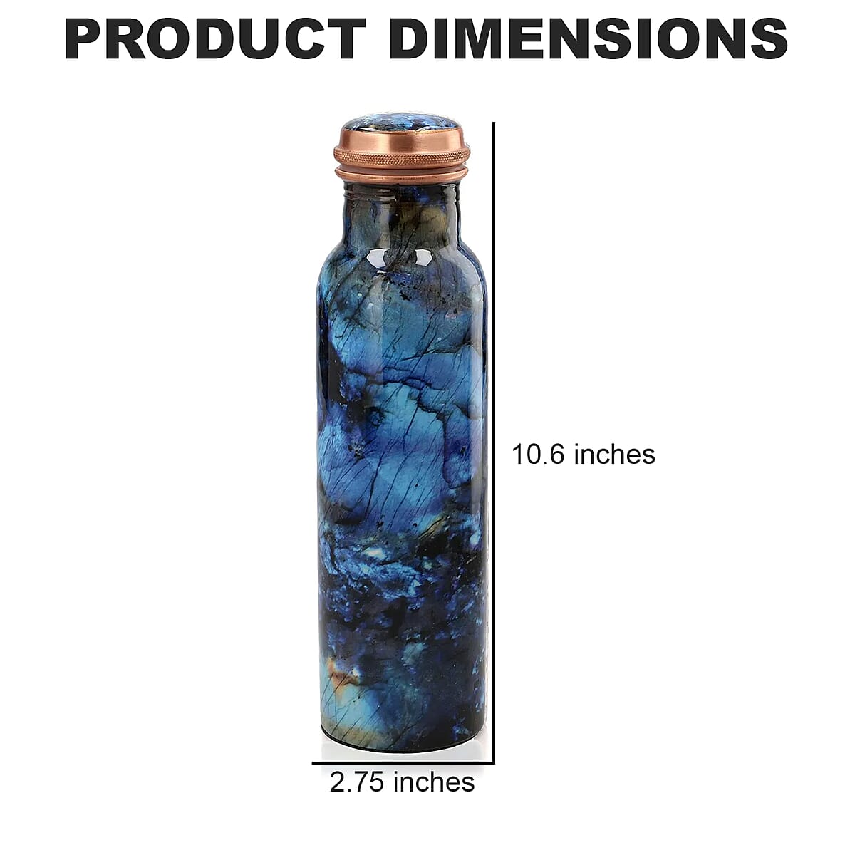 Homesmart Multi Color Printed Copper Bottle with Shungite Infuser (32 Oz) and Shungite Beaded Stretch Bracelet , Shungite Bottle , Portable Reusable Copper Water Bottle image number 5