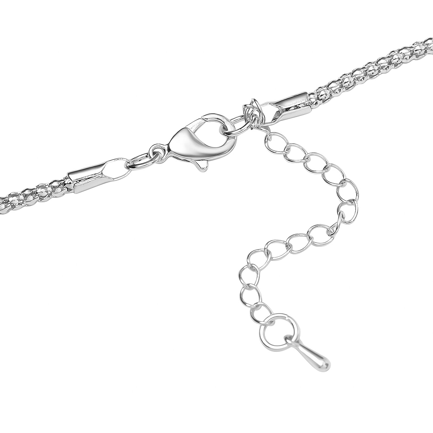 Grey Pearl Glass, Black and White Austrian Crystal Small Mouse Necklace in Silvertone 29-31 Inches