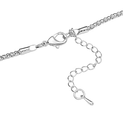 Grey Pearl Glass, Black and White Austrian Crystal Small Mouse Necklace in Silvertone 29-31 Inches