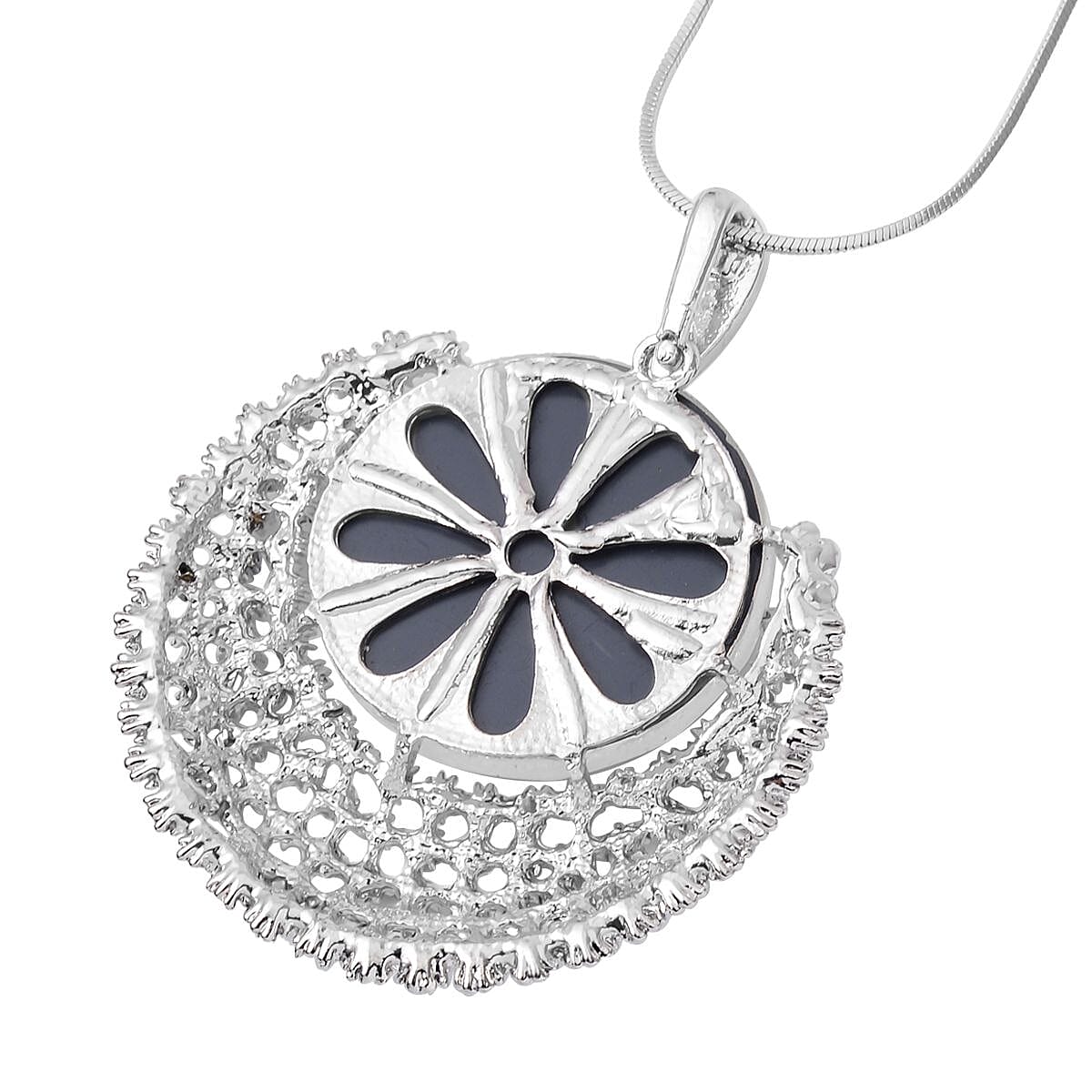 White Mystic Color Glass and Simulated Mystic White Crystal Necklace 29-31 Inches in Silvertone