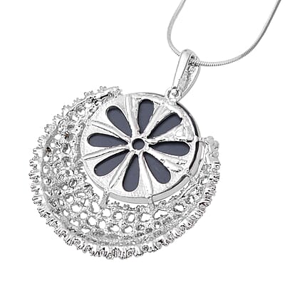 White Mystic Color Glass and Simulated Mystic White Crystal Necklace 29-31 Inches in Silvertone