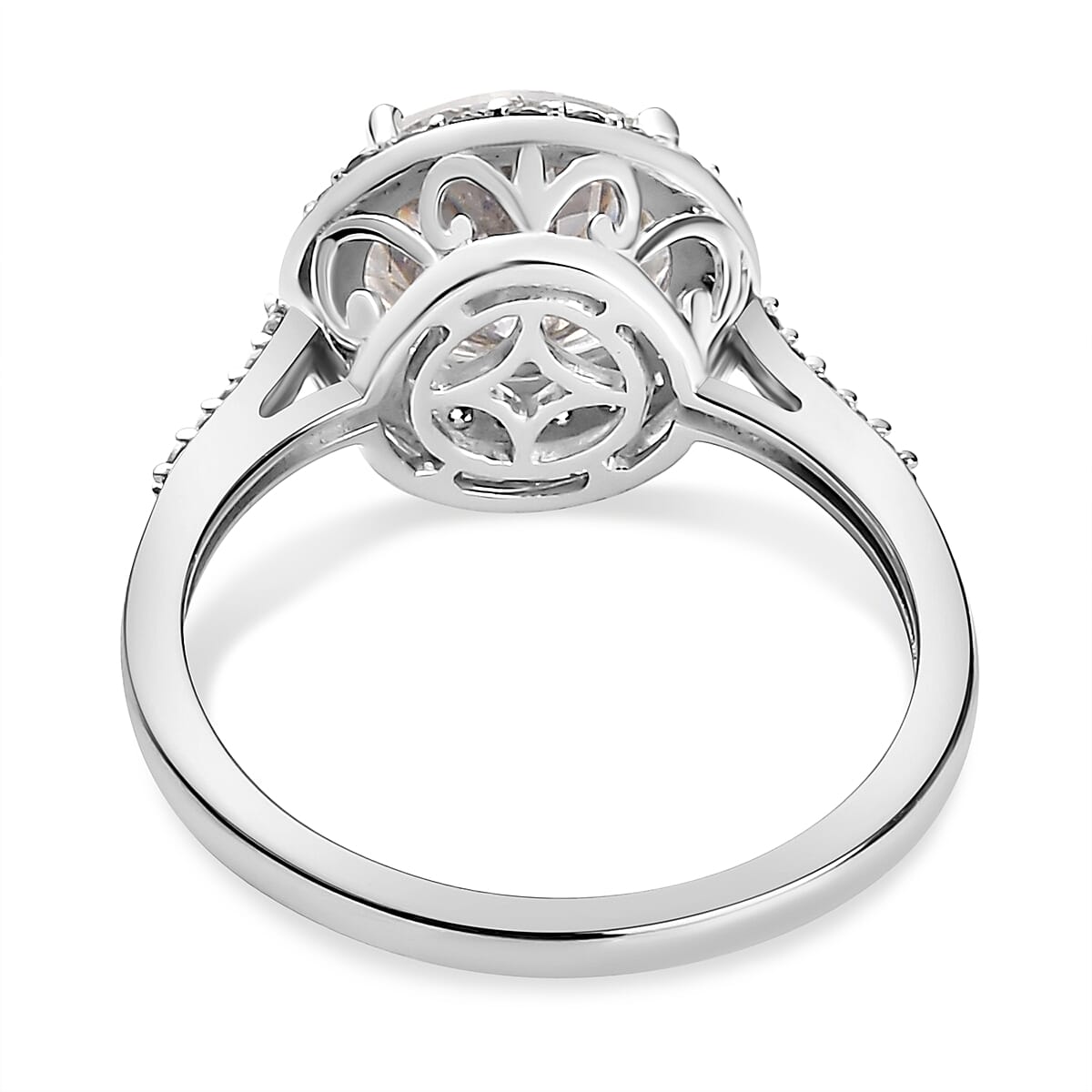 Luxoro 10K White Gold 120 Facets Moissanite Halo Ring (Size 10.0) 2.75 ctw image number 4