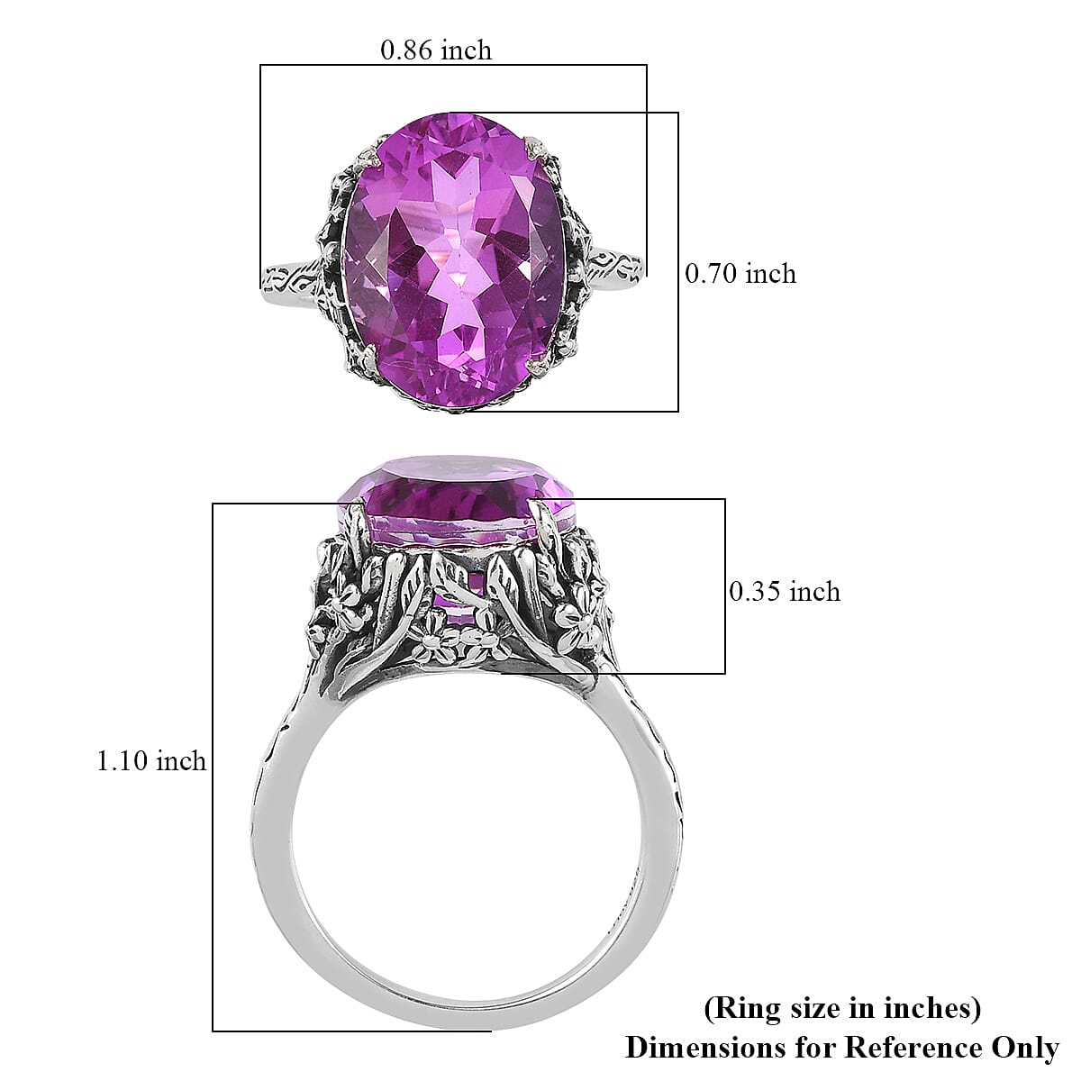 Artisan Crafted African Lilac Quartz (Triplet) Solitaire Ring in Sterling Silver 10.00 ctw image number 5