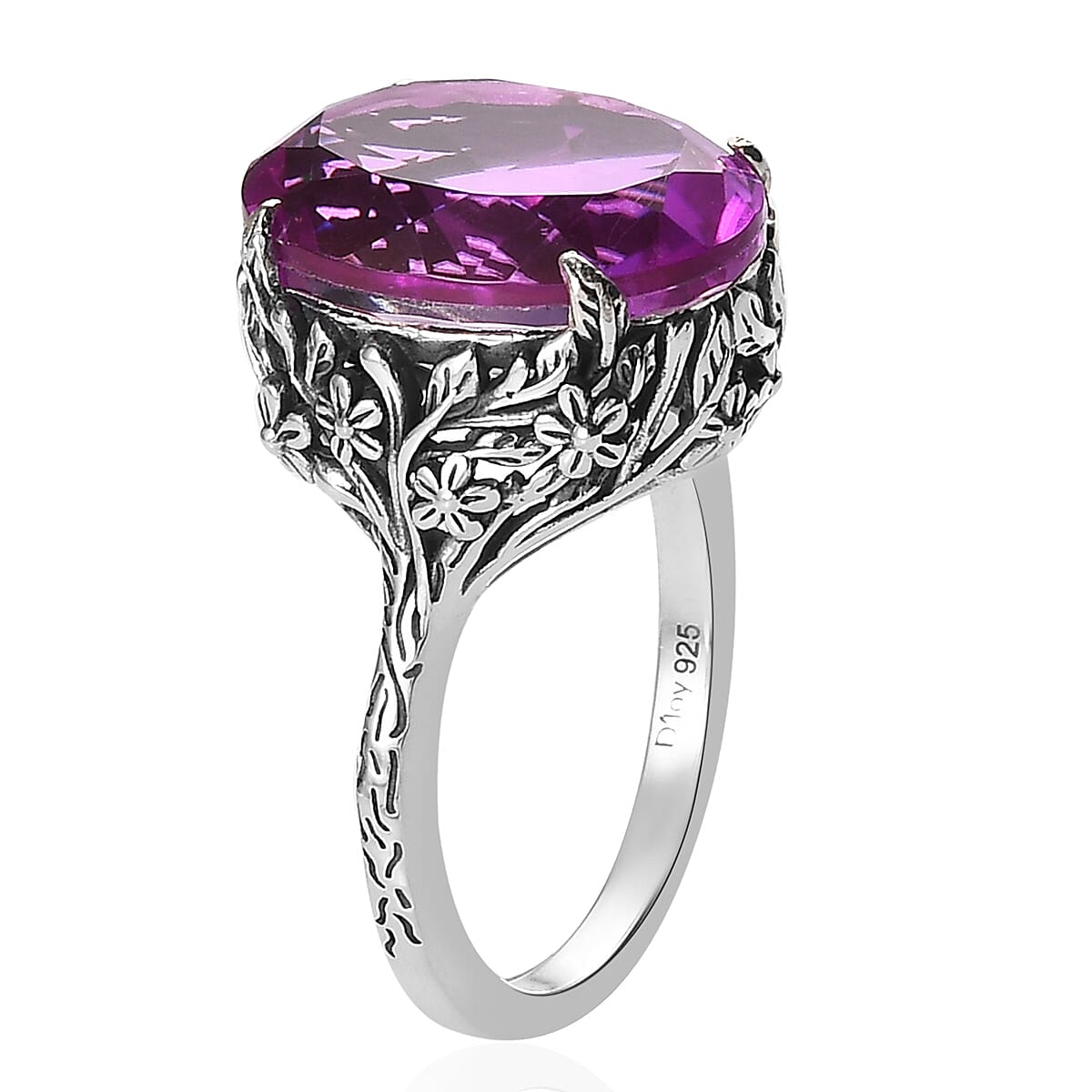 Artisan Crafted African Lilac Quartz (Triplet) Solitaire Ring in Sterling Silver (Size 8.0) 10.00 ctw image number 3