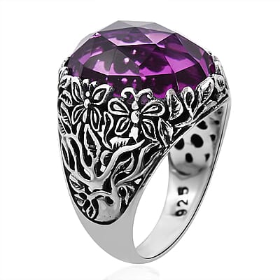 Bali Legacy African Lilac Quartz (Triplet) Butterfly Ring in Sterling Silver (Size 10.0) 20.75 ctw