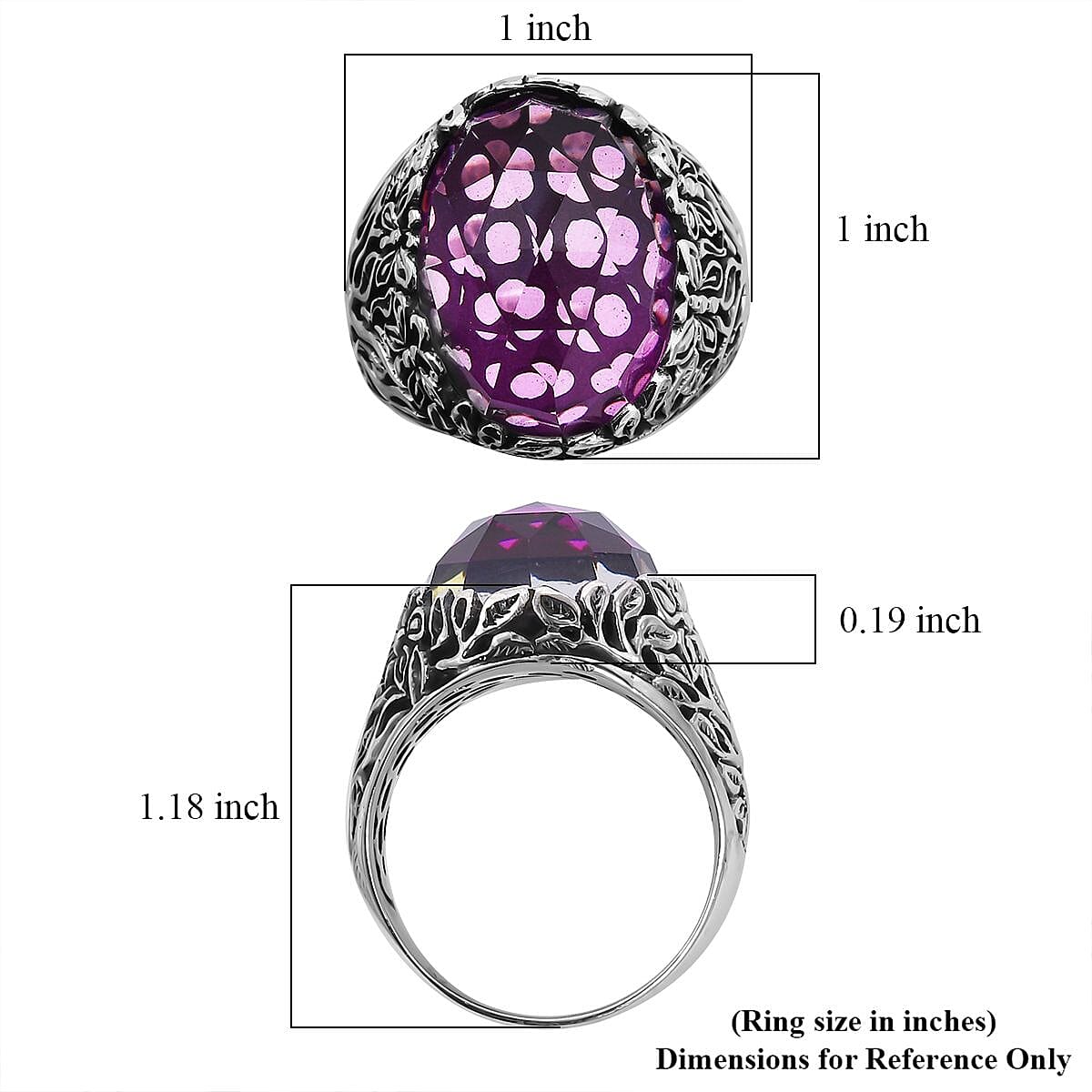 Bali Legacy African Lilac Quartz (Triplet) Butterfly Ring in Sterling Silver (Size 10.0) 20.75 ctw