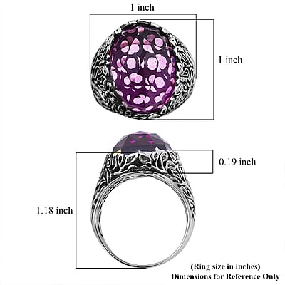 Bali Legacy African Lilac Quartz (Triplet) Butterfly Ring in Sterling Silver (Size 10.0) 20.75 ctw