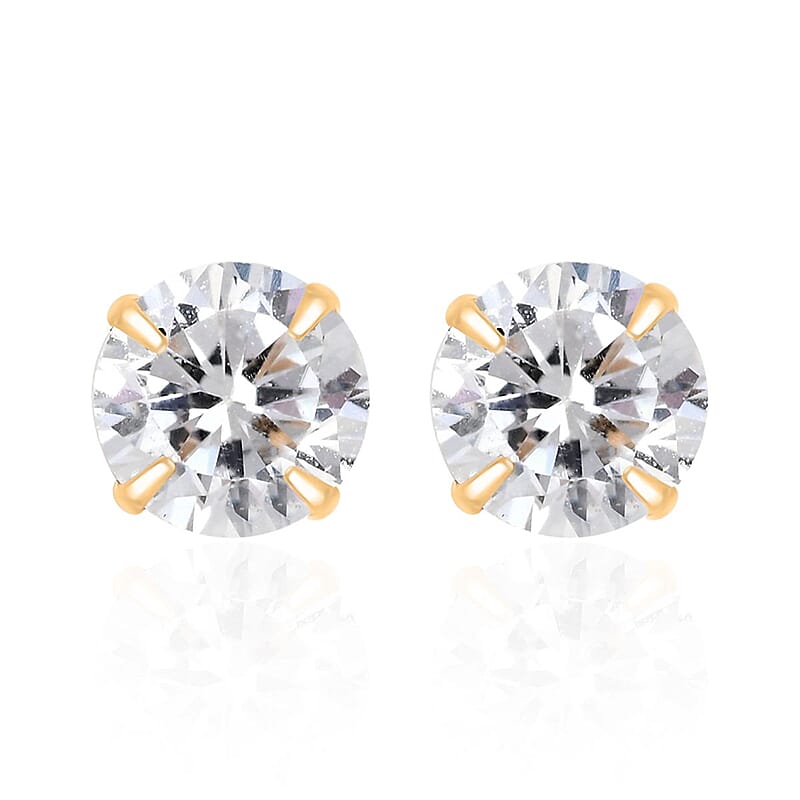 14K Yellow Gold Simulated Diamond Solitaire Stud Earrings 0.35 ctw