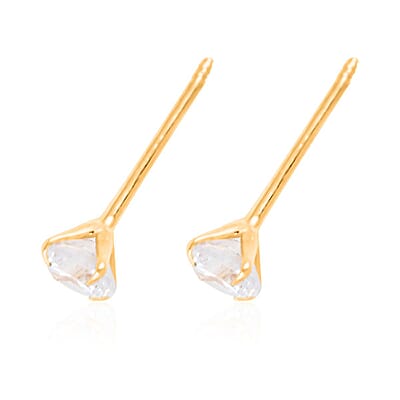 14K Yellow Gold Simulated Diamond Solitaire Stud Earrings 0.35 ctw
