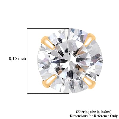14K Yellow Gold Simulated Diamond Solitaire Stud Earrings 0.35 ctw