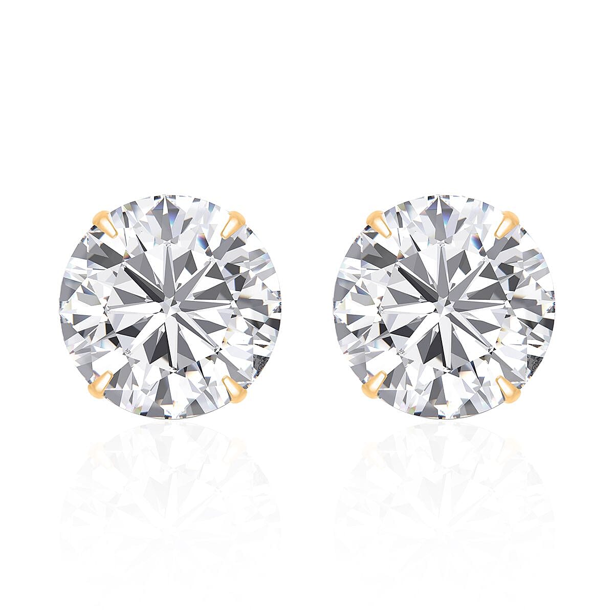 14K Yellow Gold Simulated Diamond Solitaire Stud Earrings 1.60 ctw