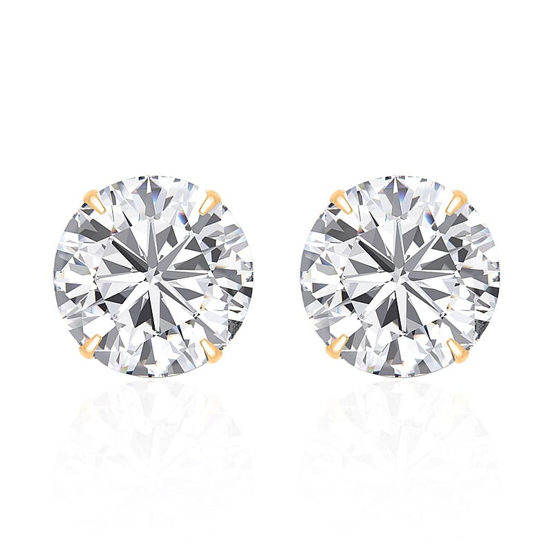 14K Yellow Gold Simulated Diamond Solitaire Stud Earrings 1.60 ctw