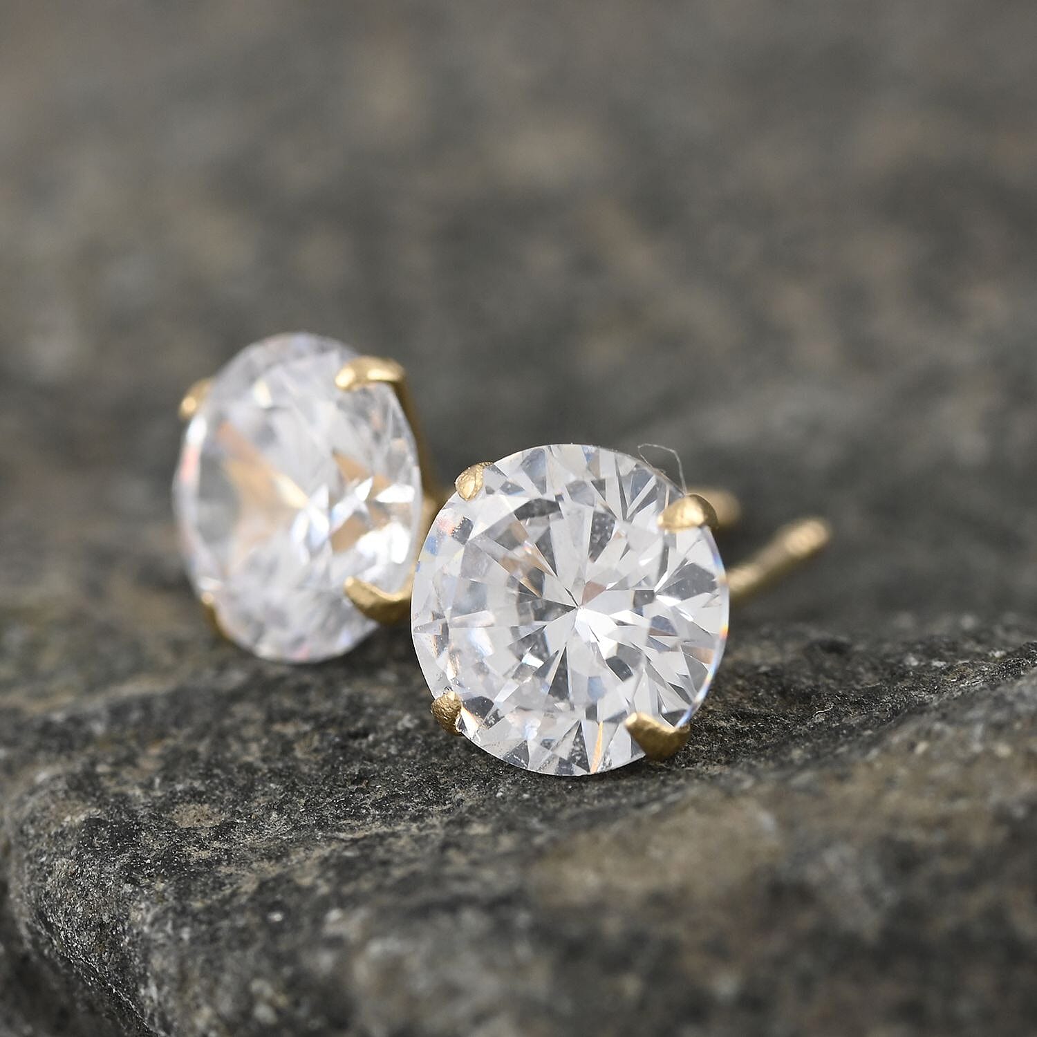 14K Yellow Gold Simulated Diamond Solitaire Stud Earrings 1.60 ctw
