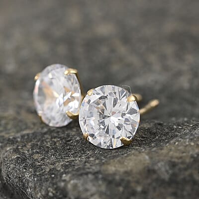14K Yellow Gold Simulated Diamond Solitaire Stud Earrings 1.60 ctw